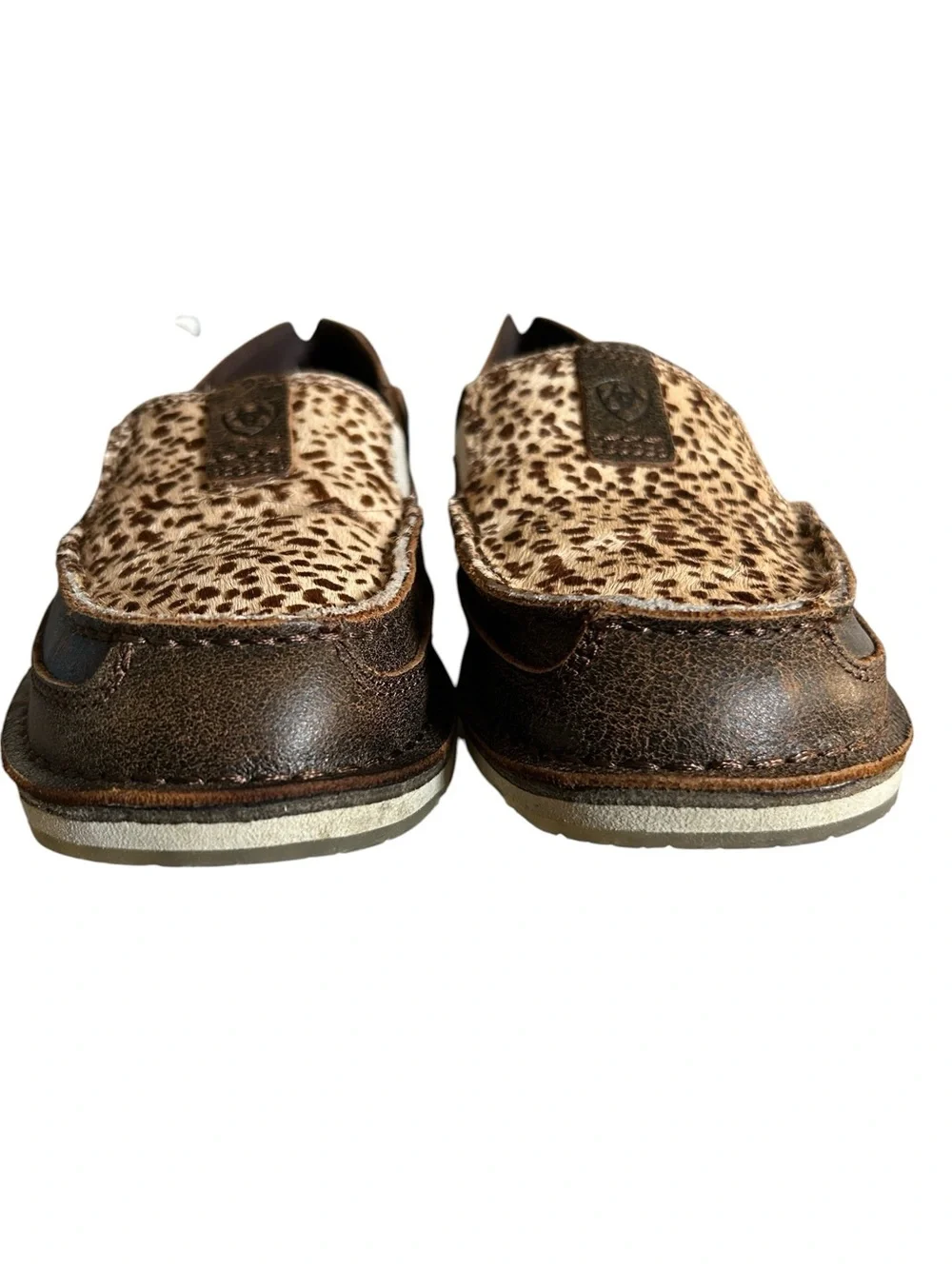 Ariat Womens Cruiser Suede Leather Cheetah Hair-On Slip-On Loafer Shoe Size 8.5
